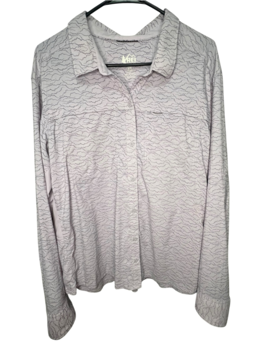 REI Co-op Light Purple Long Sleeve Button Front Lightweight Hiking Shirt